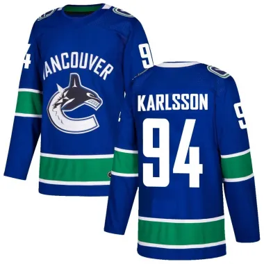 Blue Men's Linus Karlsson Authentic Vancouver Canucks Home Jersey