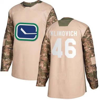 Camo Men's Danila Klimovich Authentic Vancouver Canucks Veterans Day Practice Jersey