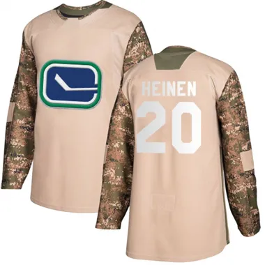 Camo Men's Danton Heinen Authentic Vancouver Canucks Veterans Day Practice Jersey