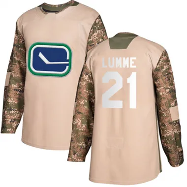 Camo Men's Jyrki Lumme Authentic Vancouver Canucks Veterans Day Practice Jersey