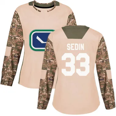 Camo Women's Henrik Sedin Authentic Vancouver Canucks Veterans Day Practice Jersey