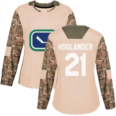 Camo Women's Nils Hoglander Authentic Vancouver Canucks Veterans Day Practice Jersey