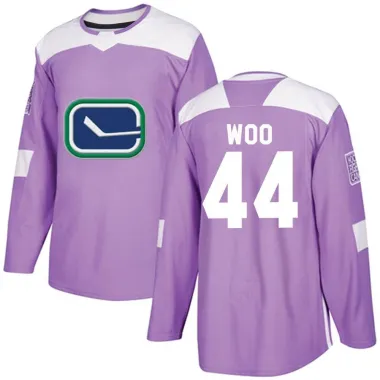 Purple Men's Jett Woo Authentic Vancouver Canucks Fights Cancer Practice Jersey