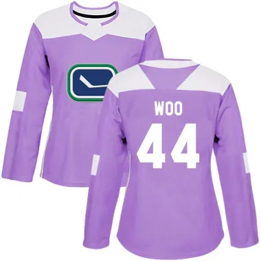 Purple Women's Jett Woo Authentic Vancouver Canucks Fights Cancer Practice Jersey