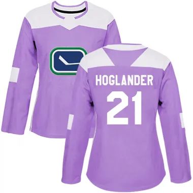 Purple Women's Nils Hoglander Authentic Vancouver Canucks Fights Cancer Practice Jersey