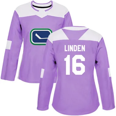 Purple Women's Trevor Linden Authentic Vancouver Canucks Fights Cancer Practice Jersey