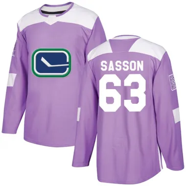 Purple Youth Max Sasson Authentic Vancouver Canucks Fights Cancer Practice Jersey