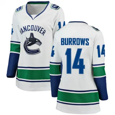 White Women's Alex Burrows Breakaway Vancouver Canucks Away Jersey